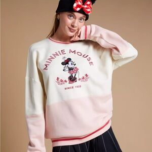 HerUniverse Minnie Mouse Cream and Pink Sweatshirt | Medium